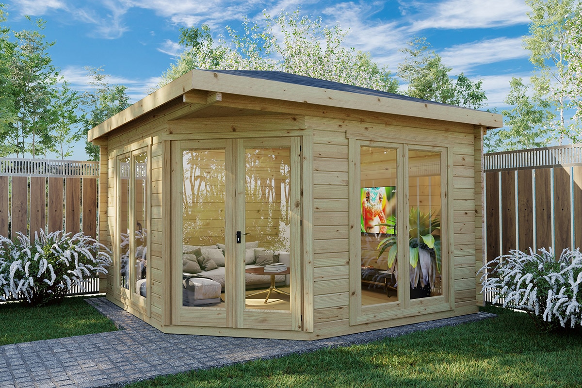 5-Eck-Gartenhausli “Fargo B” 4x4m | 5-Eck-Gartenhausli aus Holz | 4x4m großes Gartenhausli mit 44mm Wandstärke Unkategorisiert online kaufen