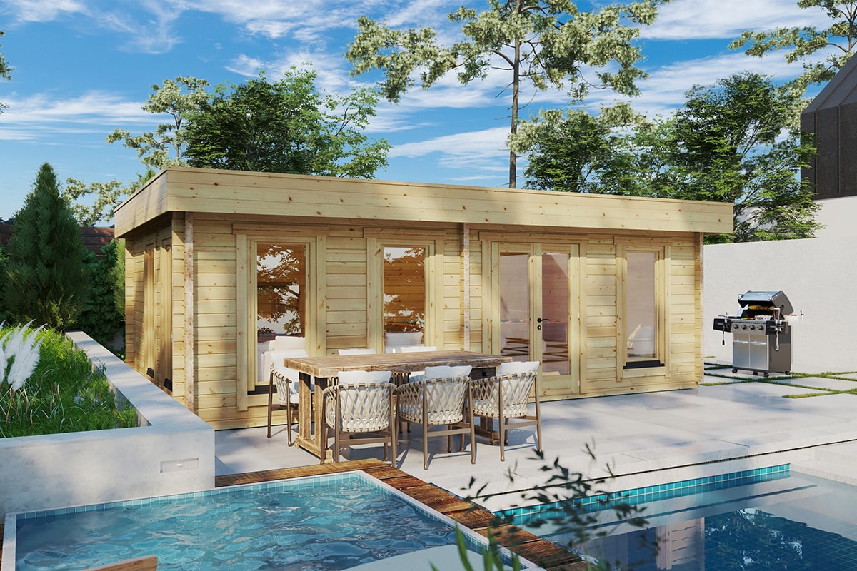 8 % billiger: Großes Gartenhausli „Hansa E” 7x4m | Großer isolierter Gartenraum - 28m² | Holzhütte | Outdoor-Blockgebäude | Hochwertiges Gartenhausli Unkategorisiert online kaufen