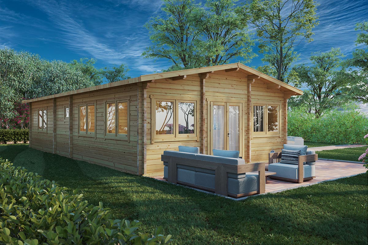 Blockhaus mit zwei Schlafzimmern “Valencia” 6x11m | Großes Gartenhausli mit Schlafzimmern | Zwei Schlafzimmer | Blockhaus mit Schlafboden Unkategorisiert online kaufen