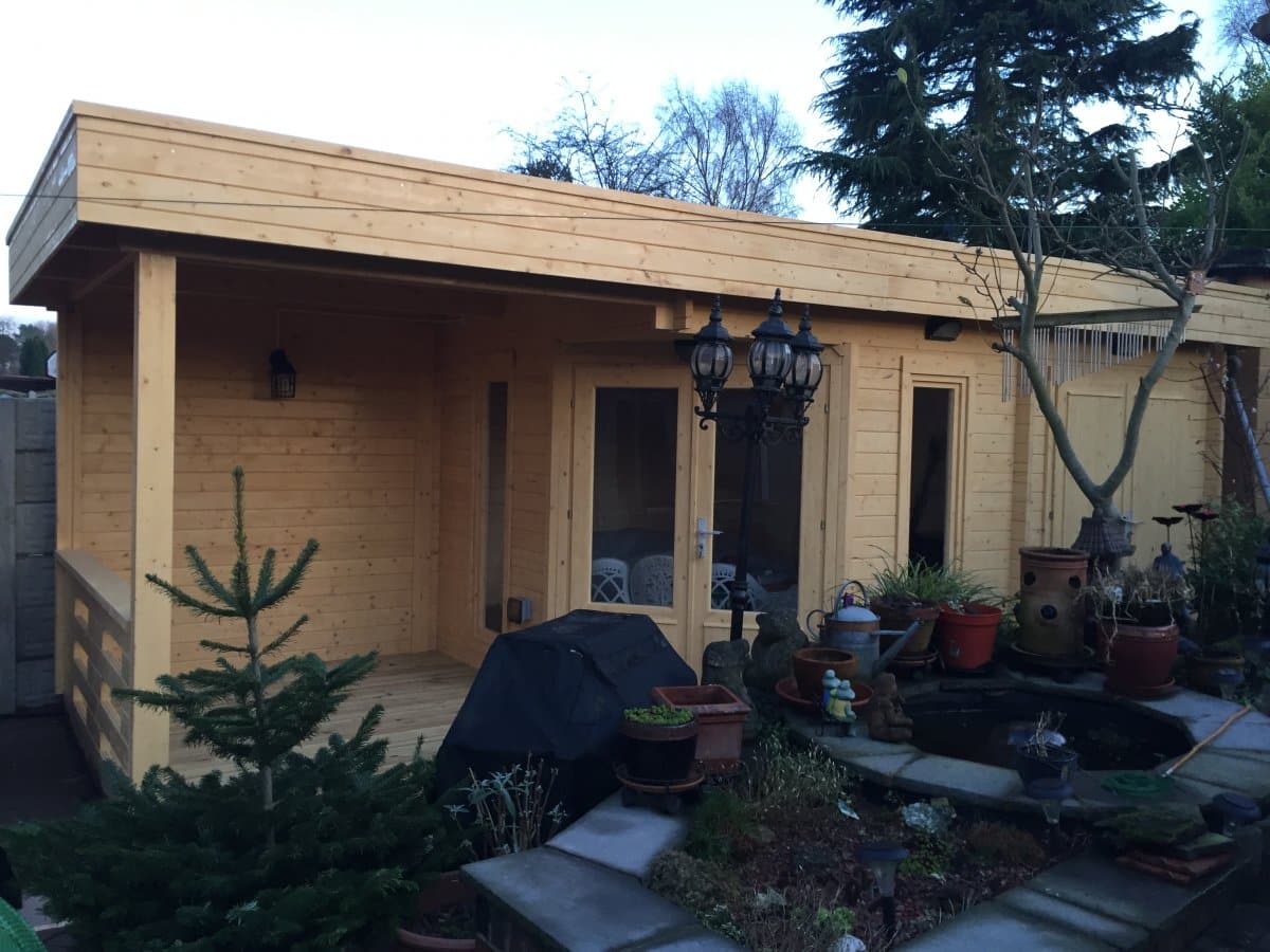 Gartenhausli mit Geräteschuppen & Terrasse “Paula” 5x3m | Großes Gartenhausli 3x8m | Großes Gartenhausli mit Schuppen mit Schuppen, mit Sonnendach, mit Terrasse Unkategorisiert online kaufen