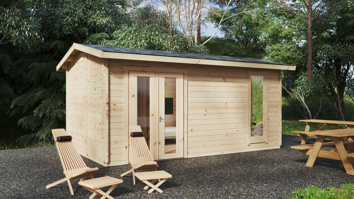 Gartenhausli mit Toilette “Mia 1” 5x3m | 3x5m großes Gartenhausli aus Holz | Holzhaus mit 44mm Wandstärke Unkategorisiert online kaufen