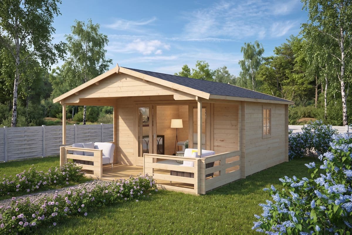 Gartenhausli mit Veranda “Franz” 4x5m | Gartenhausli mit Veranda 4x5m | Gartenhausli mit Terrasse und Terrassenüberdachung mit Sonnendach, mit Terrasse Unkategorisiert online kaufen