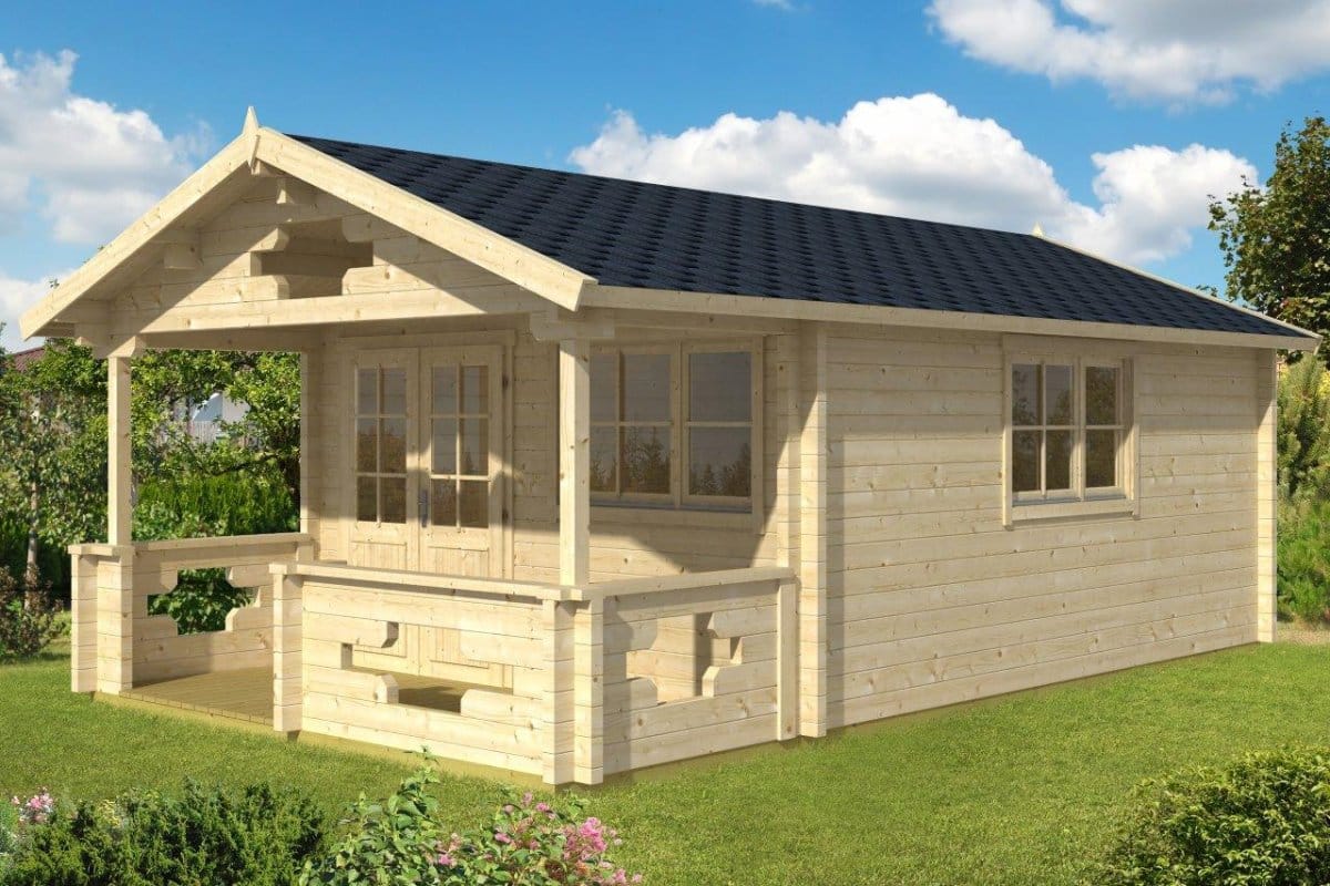 Gartenhausli mit Veranda “Sommerland B” 4x5m | Gartenhausli mit Veranda 4x5m und extra-dicken 70mm Wänden | Überdachung mit Sonnendach, mit Terrasse Unkategorisiert online kaufen