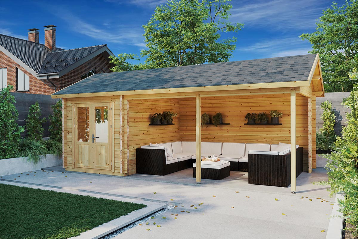 Gartenhausli mit Vordach “Arthur” 7x3m | 3x7m großes Gartenhausli mit Vordach | Modernes Vordach aus Holz mit Schuppen, mit Sonnendach Unkategorisiert online kaufen Gartenhausli mit Vordach “Arthur” 7x3m | 3x7m großes Gartenhausli mit Vordach | Modernes Vordach aus Holz mit Schuppen, mit Sonnendach Unkategorisiert online kaufen