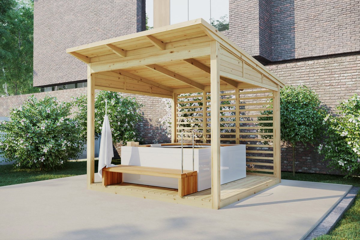 Gartenlaube “Typ A” 3x3m | 3x3m großes Gartenhausli aus Holz | Min-Gartenhausli aus Holz | Gartenlaube im kleinen Gartenhausli Unkategorisiert online kaufen