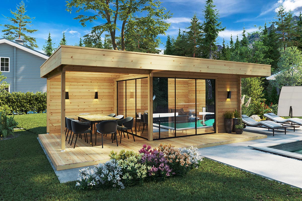 Modernes Gartenhausli mit Terrasse “Luna” 12m² | 7x5m mit Terrasse Unkategorisiert online kaufen